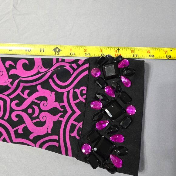 Inc International Concepts Sz Med Black & Pink Rhinestone Tunic Top - Picture 7 of 8